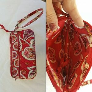 #655 Vera Bradley Vibrant Red Patterned/Paisley Wristlet